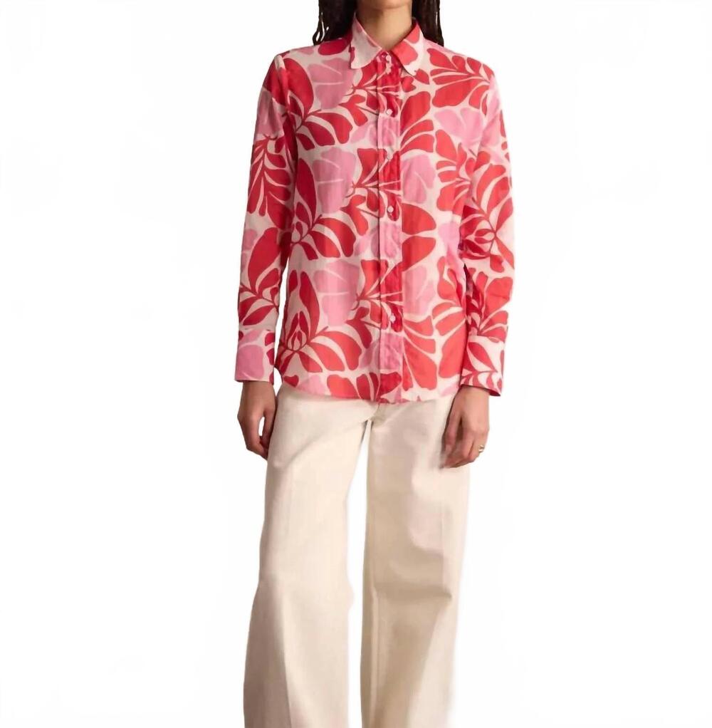 NEW INES DE LA FRESSANGE maureena long sleeves shirt in red/pink